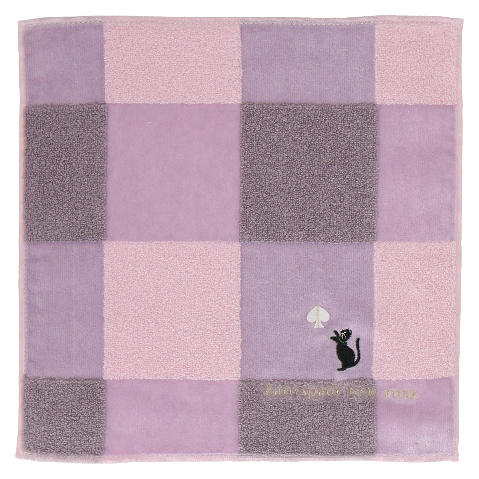 NEW】婦人タオルハンカチ チェック キャット＆スペード ピンク