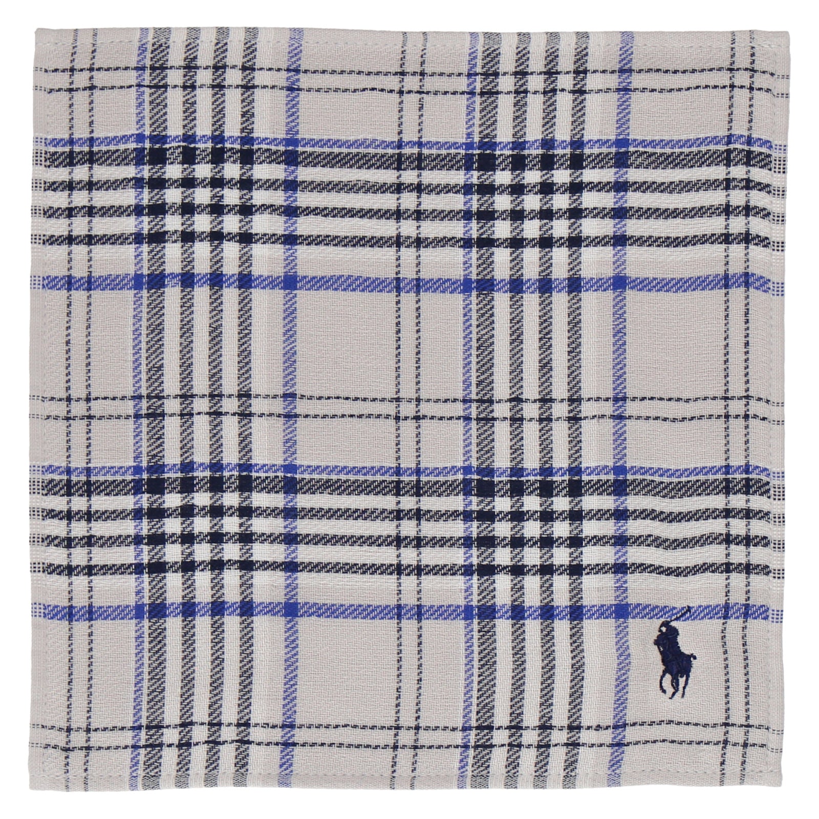 NEW】紳士ガーゼ＆パイルミニタオル チェック ポロポニー ライトグレー