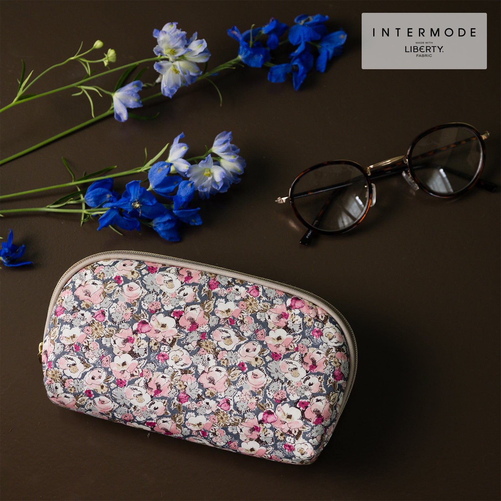 リバティプリント 眼鏡ポーチ #187d Leila（レイラ） ベリー