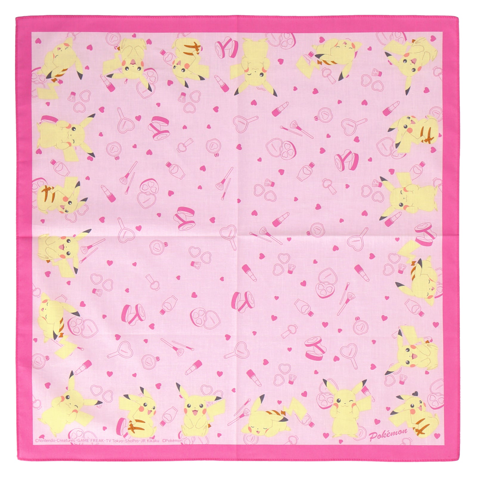 プリントハンカチ コスメ＆ピカチュウ #260c ピンク – INTERMODE KAWABE