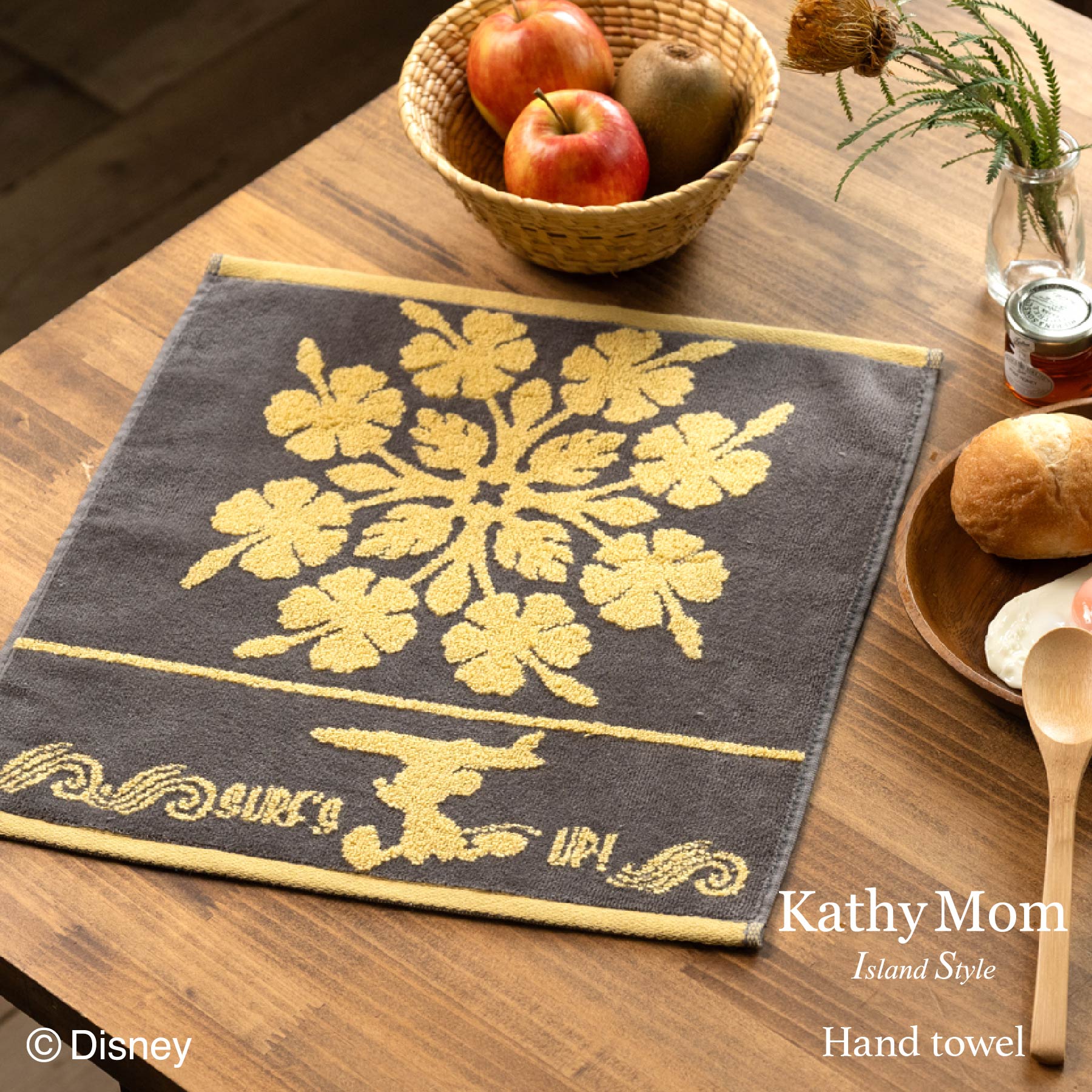 ハンドタオル ハワイアンキルト柄 ミッキーマウス #861c ハイビスカス