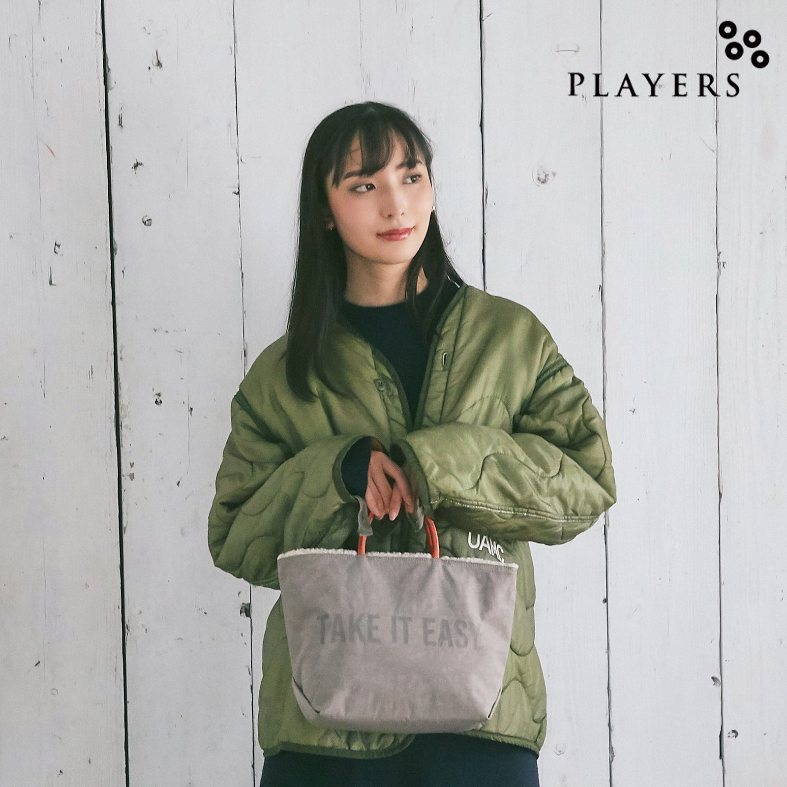 ベージュバックパック「take it easy」 ベージュバックパック「take it easy」