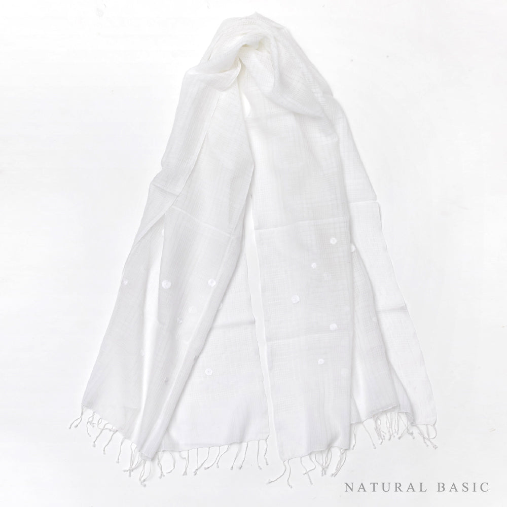 45R 2019SS コットンシルク刺繍ストール ホワイト 新品フォーティーファイブアール