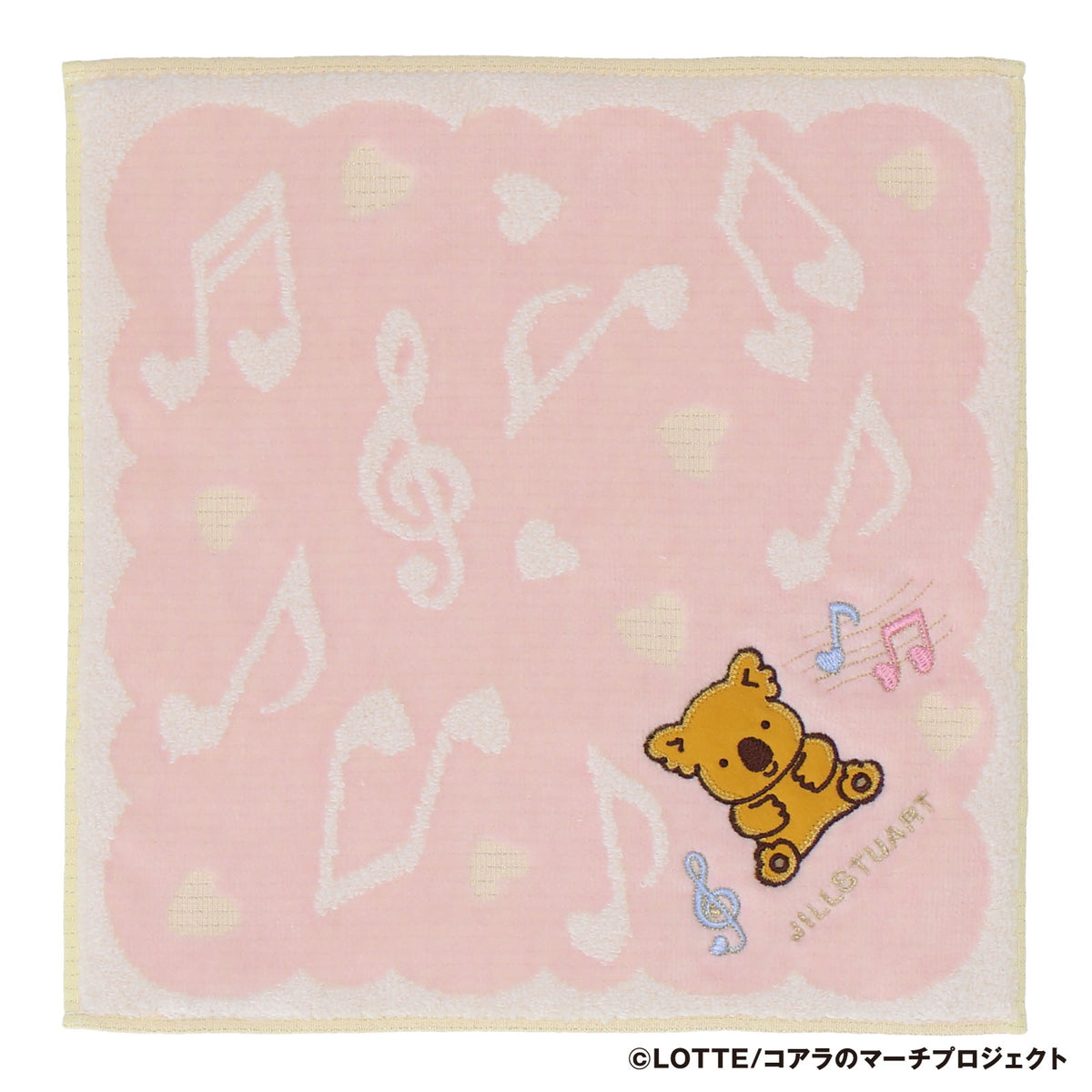パッケージ入りタオルハンカチ 音符&マーチくん　ピンク
