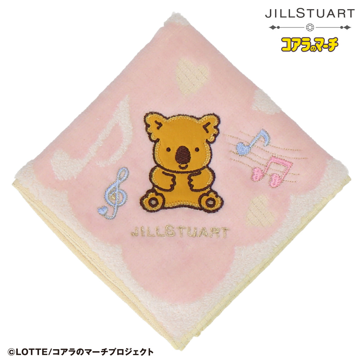 パッケージ入りタオルハンカチ 音符&マーチくん　ピンク