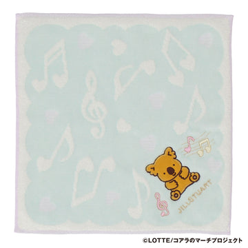 パッケージ入りタオルハンカチ 音符&マーチくん　ライトグリーン