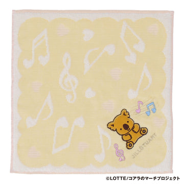 パッケージ入りタオルハンカチ 音符&マーチくん　イエロー