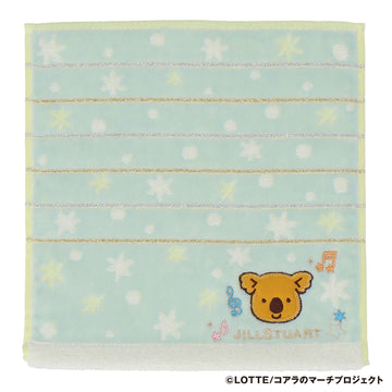 パッケージ入りミニタオルハンカチ ストライプ&マーチくん　ライトグリーン