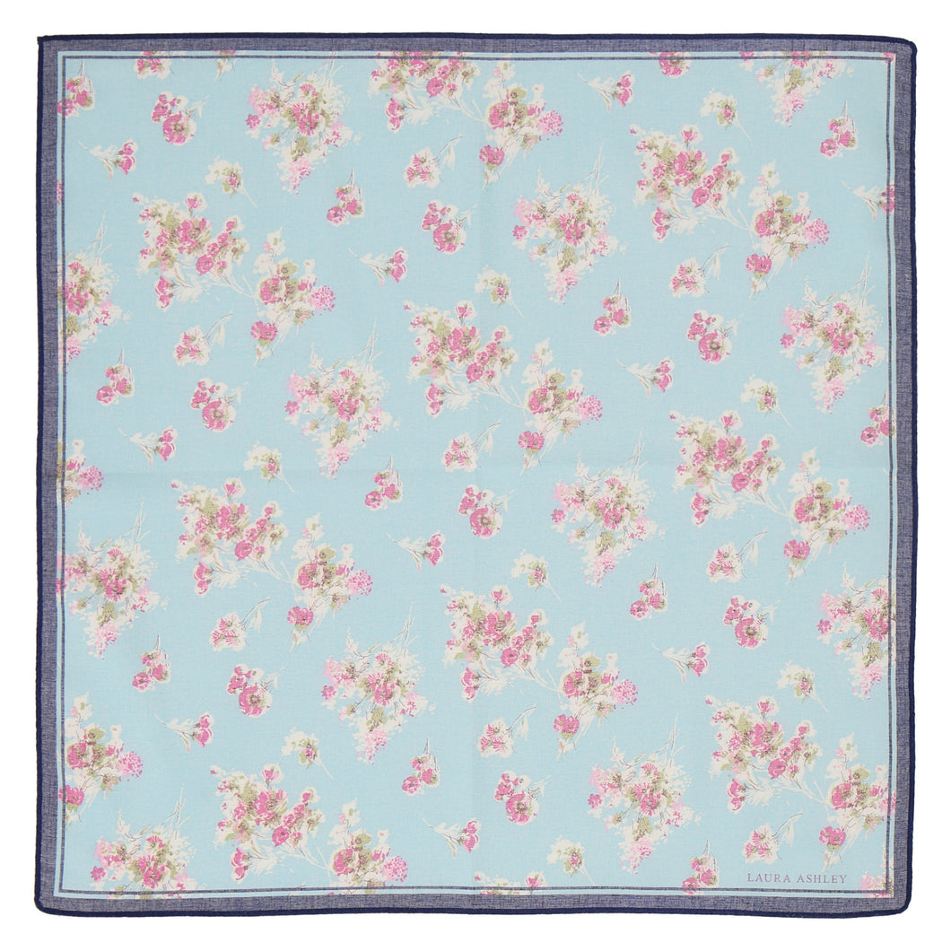 【NEW】プリントハンカチ Addingham Blooms #055c　スカイブルー