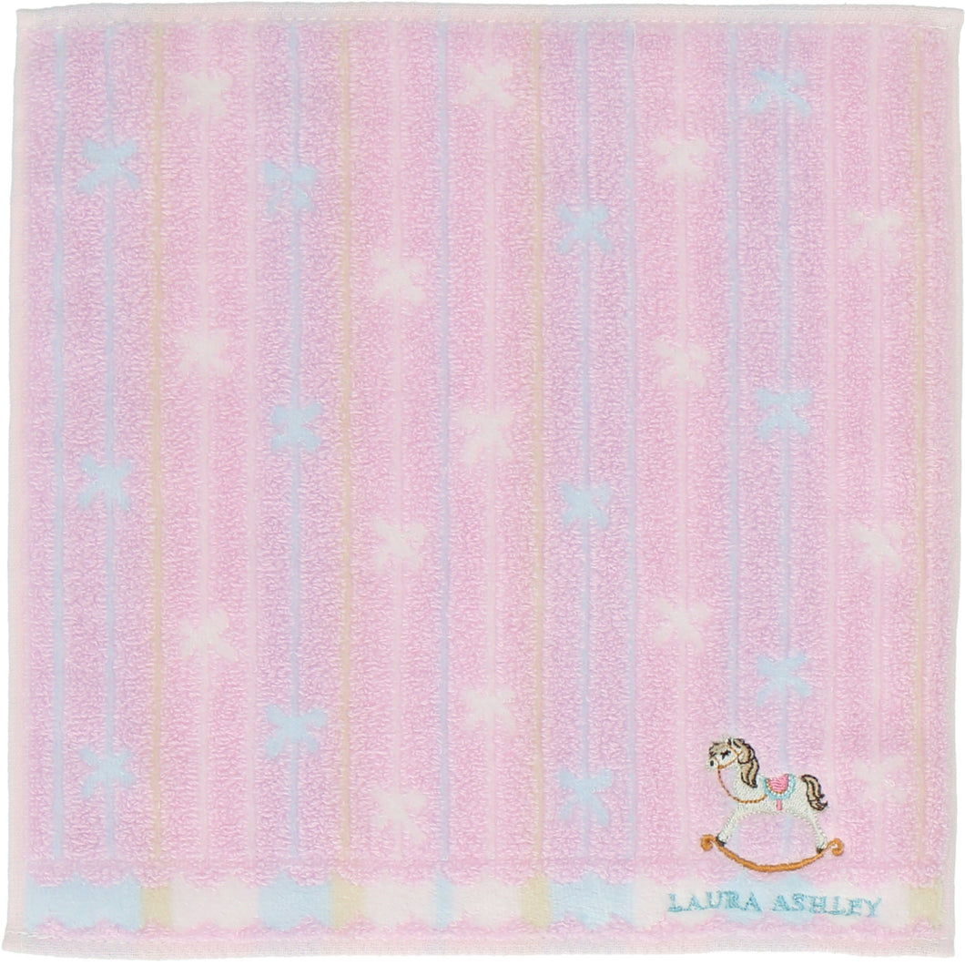 【NEW】タオルハンカチ  木馬  #057a　ピンク