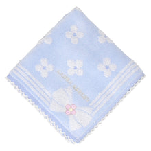 画像をギャラリービューアに読み込む, 【NEW】ミニタオルハンカチ リトルフラワー&amp;ワンポイントリボン　ブルー
