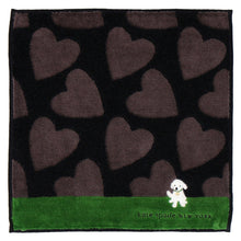 画像をギャラリービューアに読み込む, タオルハンカチ ハート＆ドッグ　ブラック
