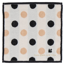 画像をギャラリービューアに読み込む, 【NEW】婦人タオルハンカチ ドット＆ワンポイントキャット　ホワイト
