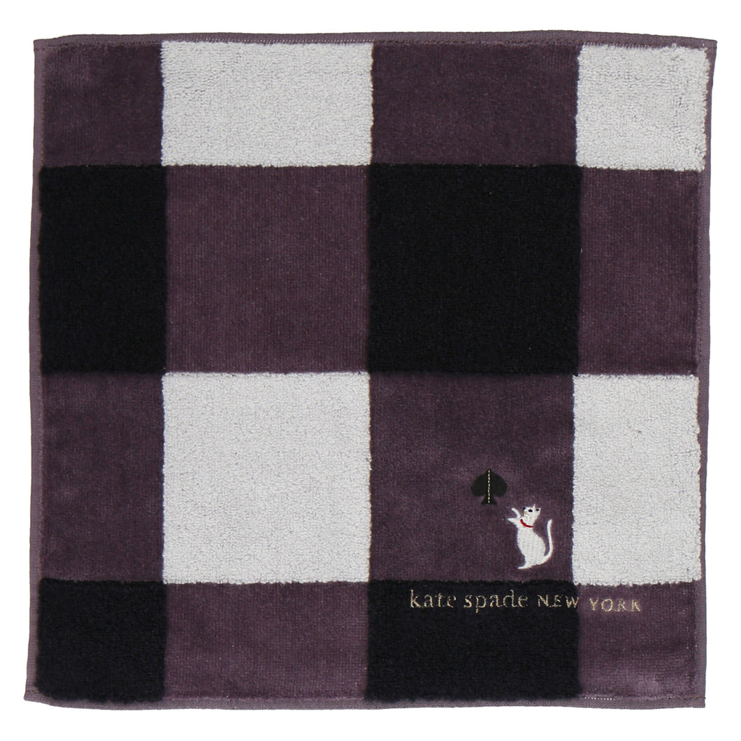 NEW】婦人タオルハンカチ チェック キャット＆スペード ホワイト