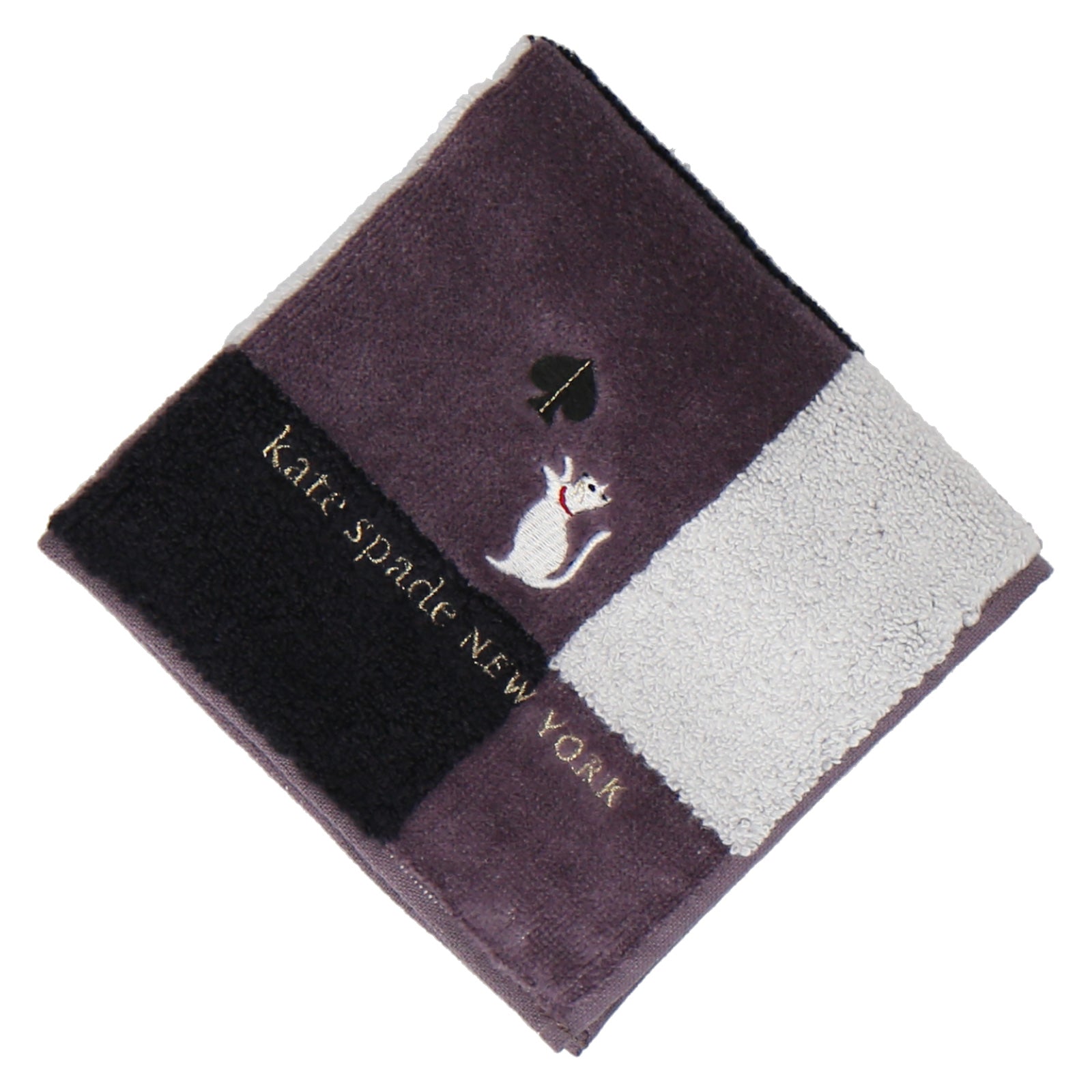 NEW】婦人タオルハンカチ チェック キャット＆スペード ホワイト