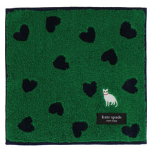 画像をギャラリービューアに読み込む, 【NEW】ミニタオルハンカチ ハート＆キャット　グリーン
