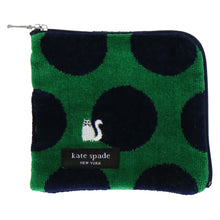 画像をギャラリービューアに読み込む, ファスナー付きタオル スクエア ラージドット ふわふわキャット　グリーン
