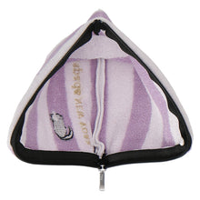 画像をギャラリービューアに読み込む, ファスナー付きタオル スクエア ボーダー ふわふわキャット　グレー
