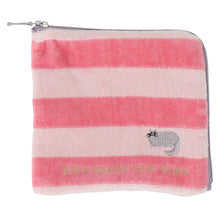 画像をギャラリービューアに読み込む, ファスナー付きタオル スクエア ボーダー ふわふわキャット　ピンク
