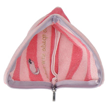 画像をギャラリービューアに読み込む, ファスナー付きタオル スクエア ボーダー ふわふわキャット　ピンク
