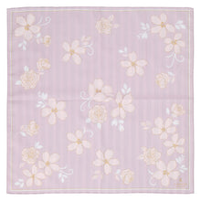 画像をギャラリービューアに読み込む, 【NEW】婦人ハンカチ ストライプ&amp;フラワー #080c　グレー
