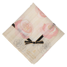 画像をギャラリービューアに読み込む, 【NEW】婦人プリントハンカチ ローズ＆リボン　ベージュ
