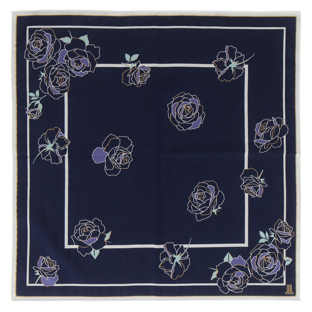 【NEW】婦人ラージハンカチ #080b　ネイビーブルー