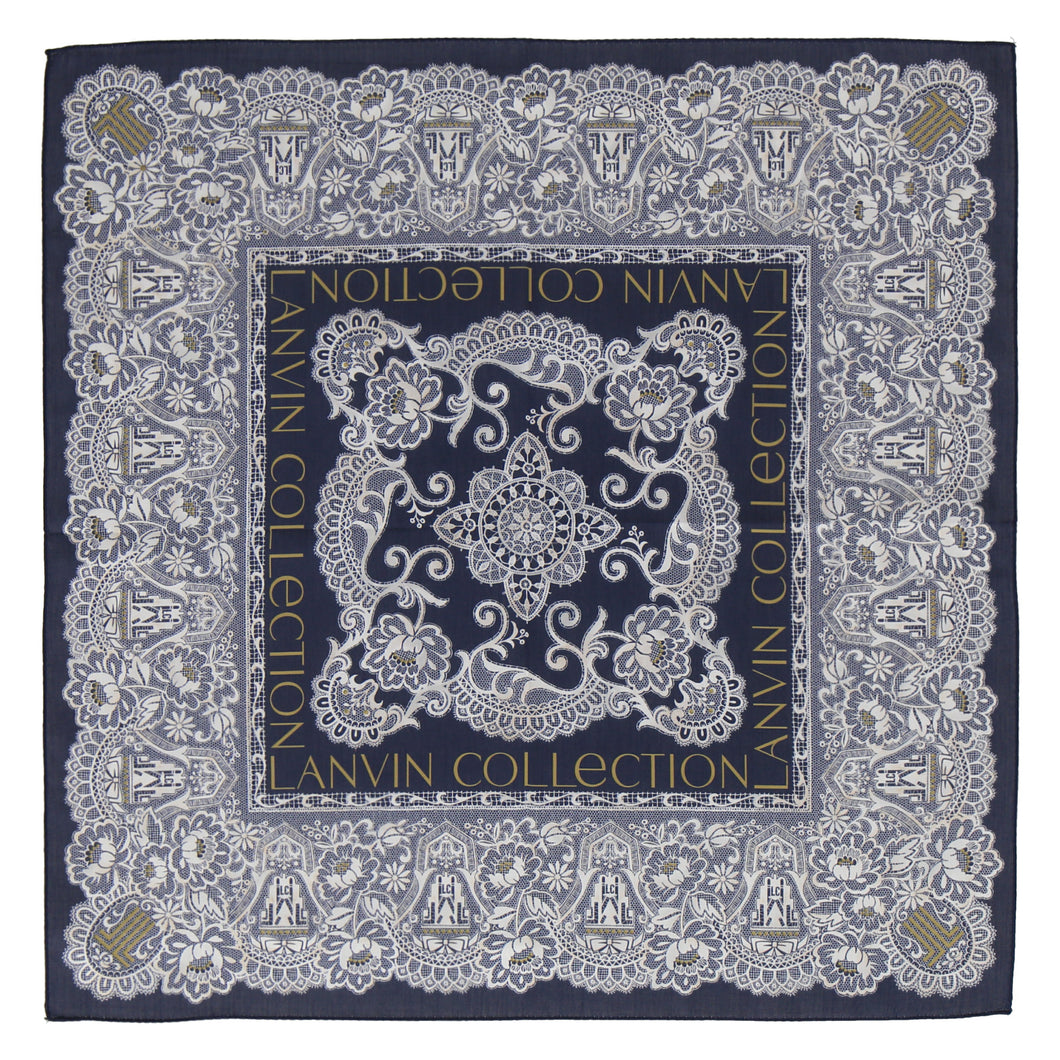 【NEW】婦人ラージハンカチ #080a　ネイビーブルー