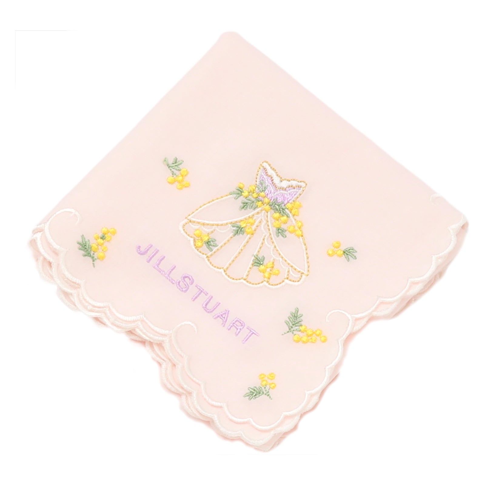 刺繍入りハンカチ　ピンク