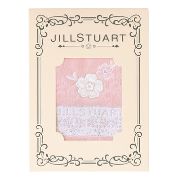 タオルハンカチ パッケージ入り フラワー刺繍 　ピンク