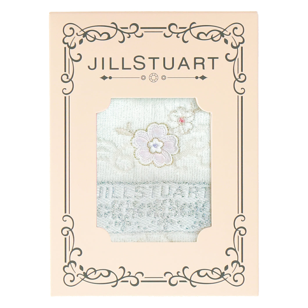 タオルハンカチ パッケージ入り フラワー刺繍 #092c　アイボリー