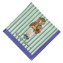 画像をギャラリービューアに読み込む, 【NEW】婦人プリントハンカチ #120c ポロベア ストライプ　ピーコックグリーン
