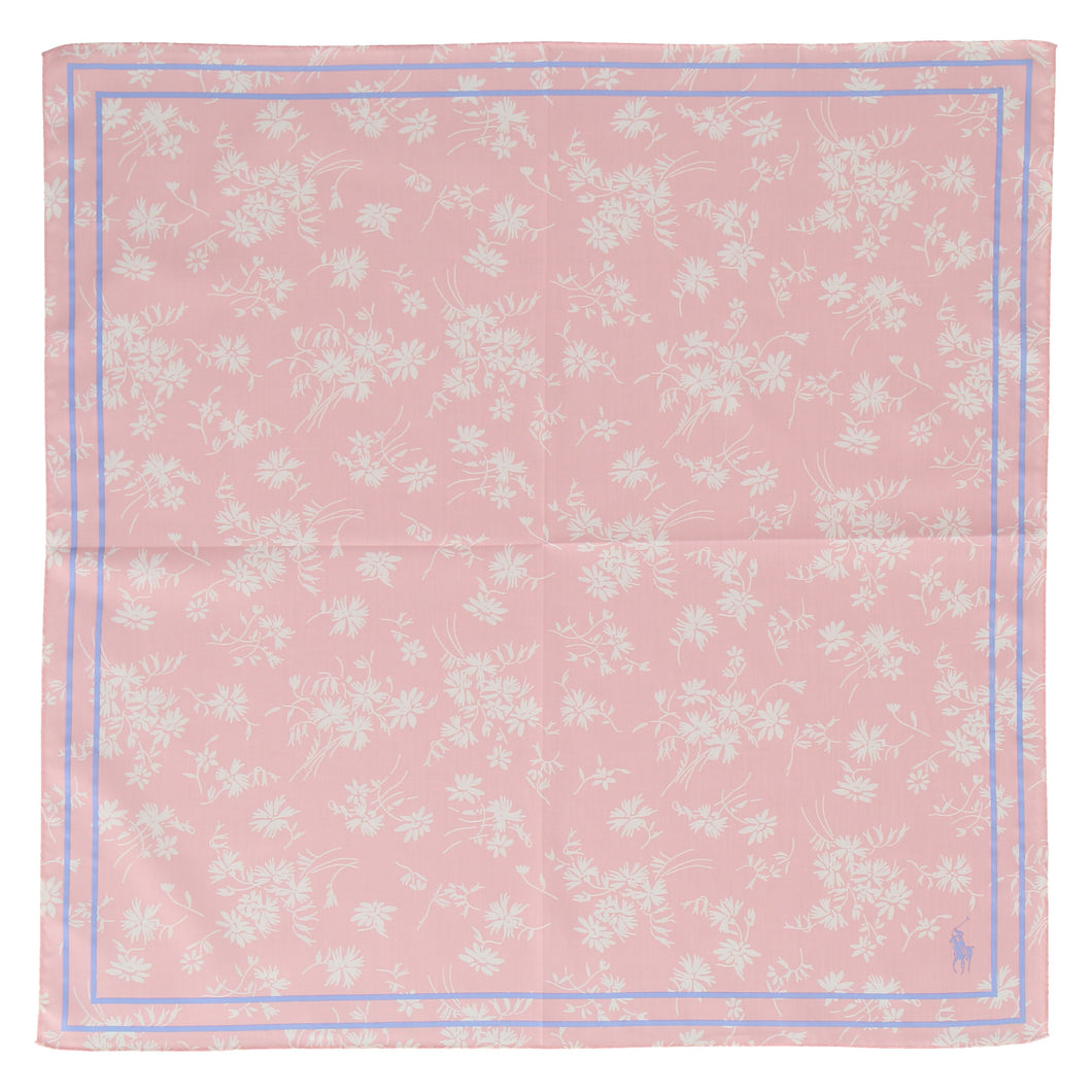 【NEW】婦人ラージプリントハンカチ #120a フローラル＆ポロポニー　ピンク