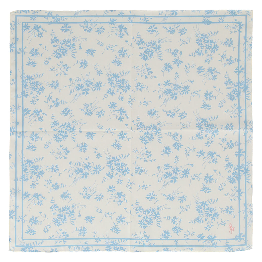 【NEW】婦人ラージプリントハンカチ #120b フローラル＆ポロポニー　アイボリー
