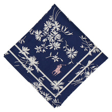 画像をギャラリービューアに読み込む, 【NEW】婦人プリントラージハンカチ #120c フローラル＆ポロポニー 　ネイビーブルー
