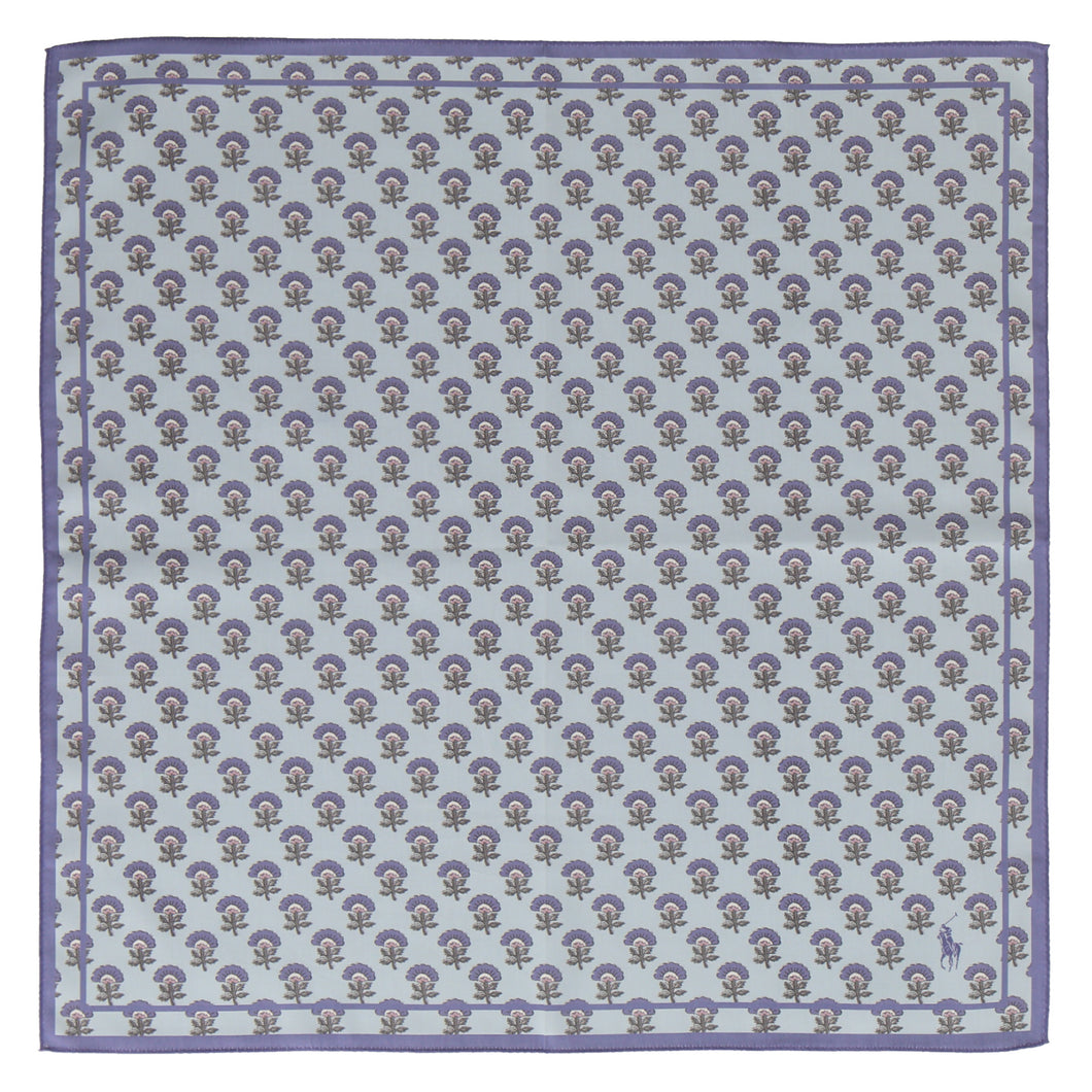 【NEW】婦人ラージプリントハンカチ #120a プロバンスフラワー　スカイブルー