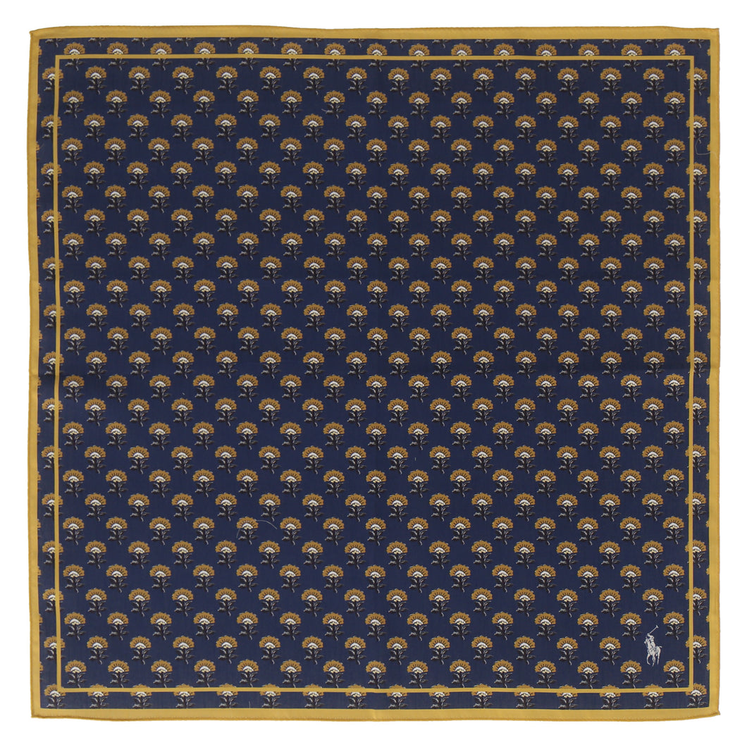 【NEW】婦人ラージプリントハンカチ #120c プロバンスフラワー　ネイビーブルー