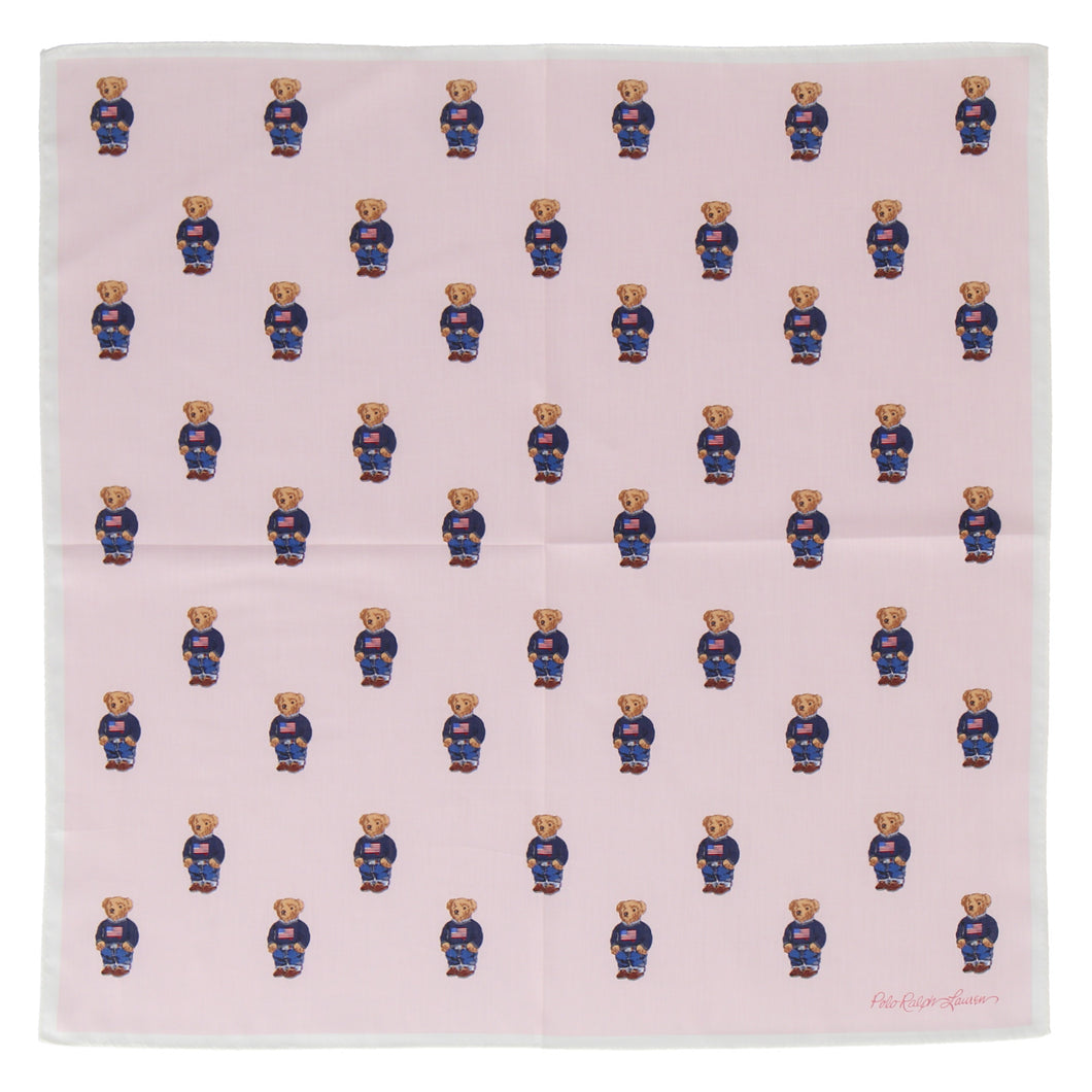 【NEW】婦人ラージプリントハンカチ #120a ポロベア　ピンク