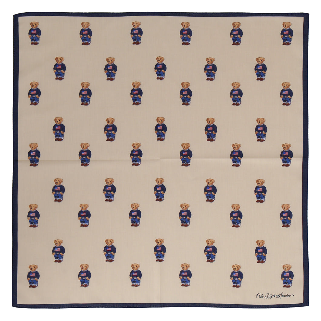 【NEW】婦人ラージプリントハンカチ #120b ポロベア　ベージュ