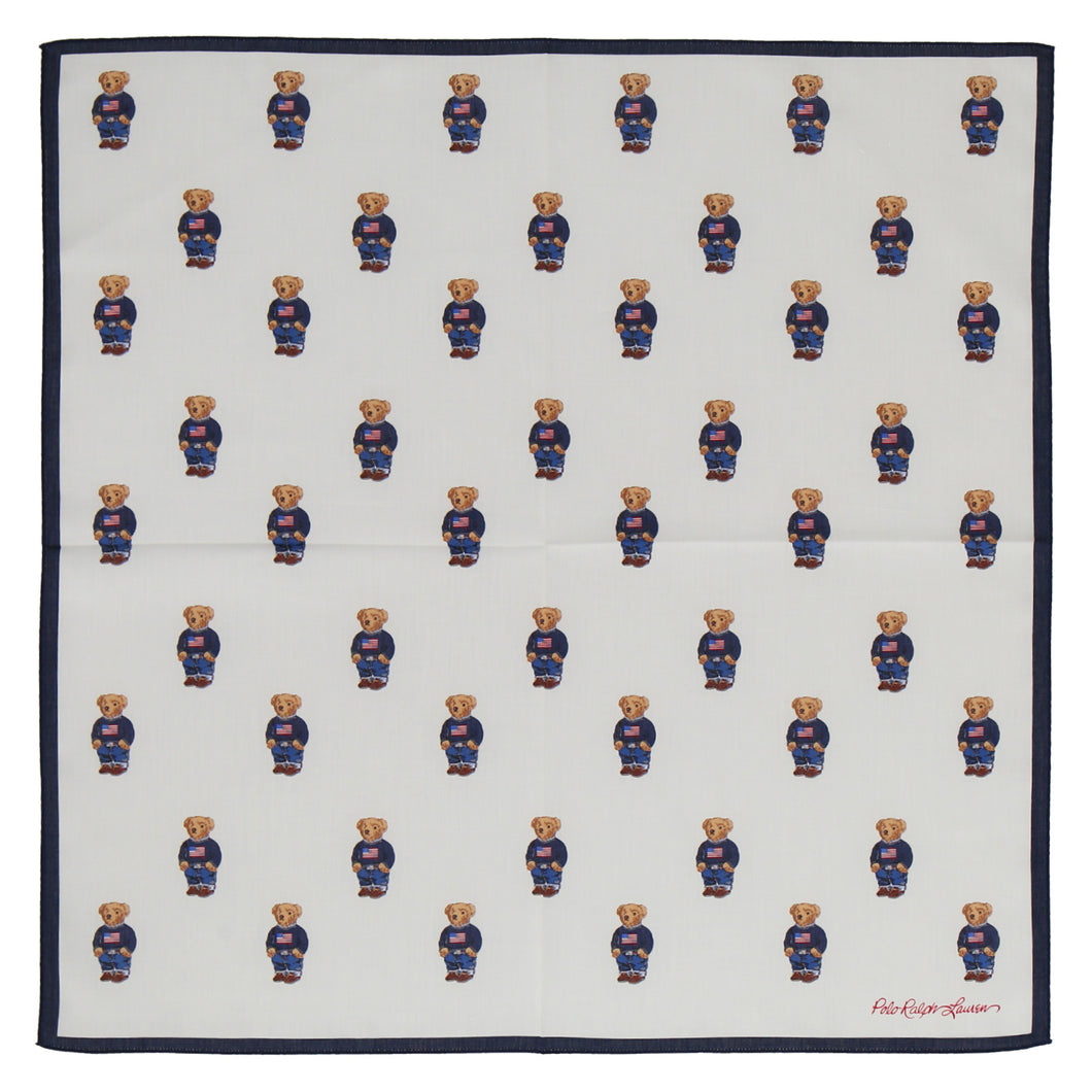 【NEW】婦人ラージプリントハンカチ #120c ポロベア　アイボリー