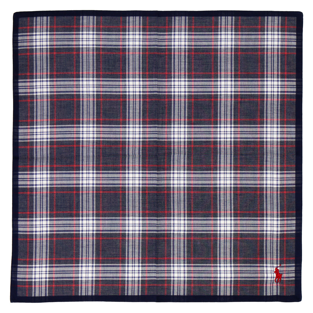 【NEW】紳士先染ハンカチ #122a ポロポニー　ネイビーブルー