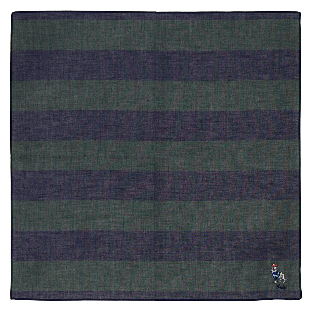 【NEW】紳士先染ハンカチ #122c ドッグ　ダークグリーン