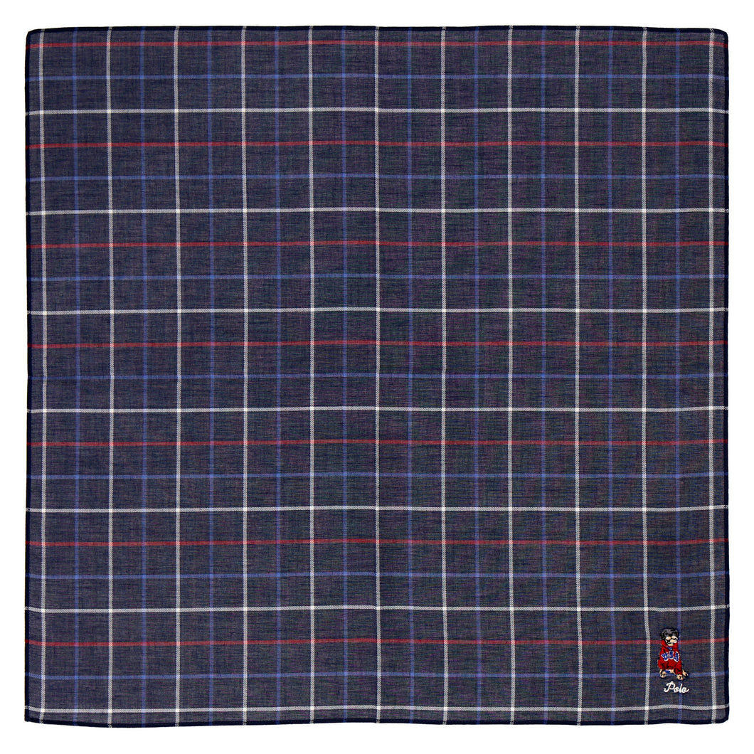 【NEW】紳士先染ハンカチ #122a ドッグ　ネイビーブルー