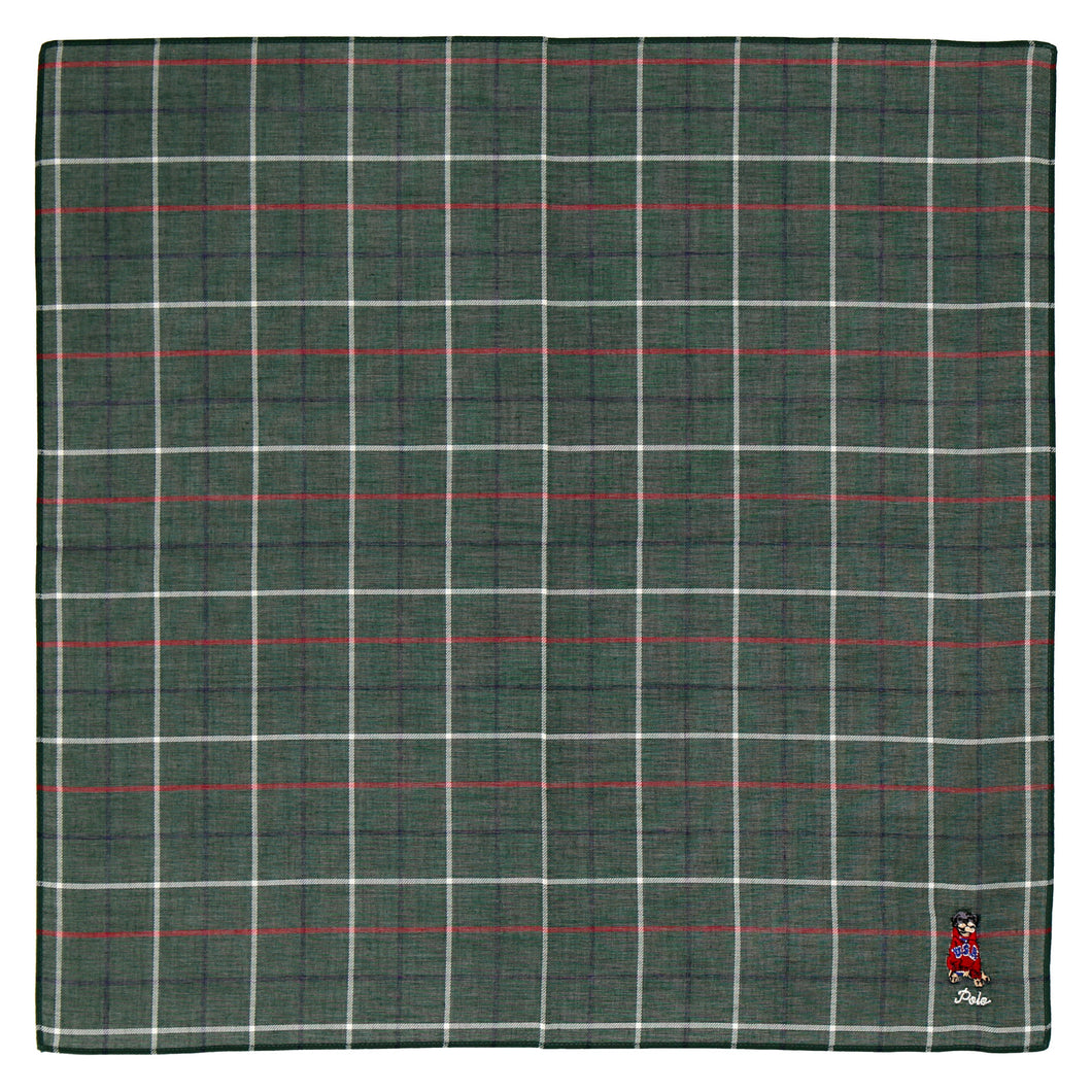 【NEW】紳士先染ハンカチ #122c ドッグ　ダークグリーン