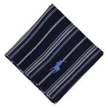 画像をギャラリービューアに読み込む, 【NEW】紳士先染ハンカチ ストライプ ポロポニー　ネイビーブルー
