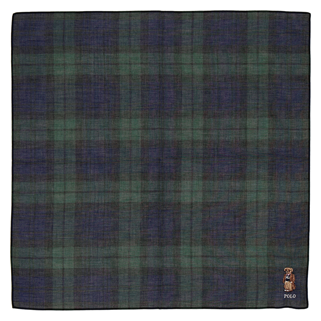 【NEW】紳士先染ハンカチ #122a ポロベア　ダークグリーン