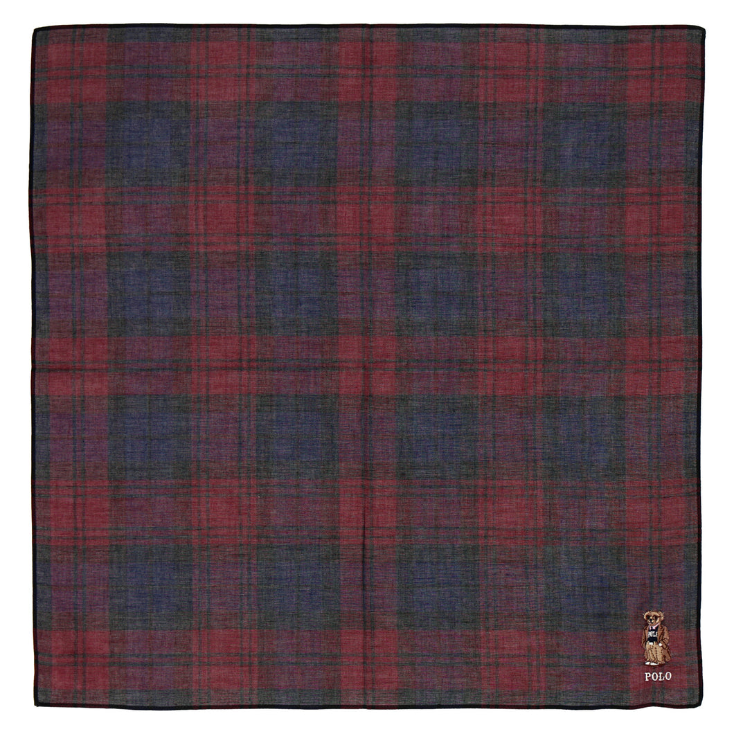 【NEW】紳士先染ハンカチ #122c ポロベア　ワイン