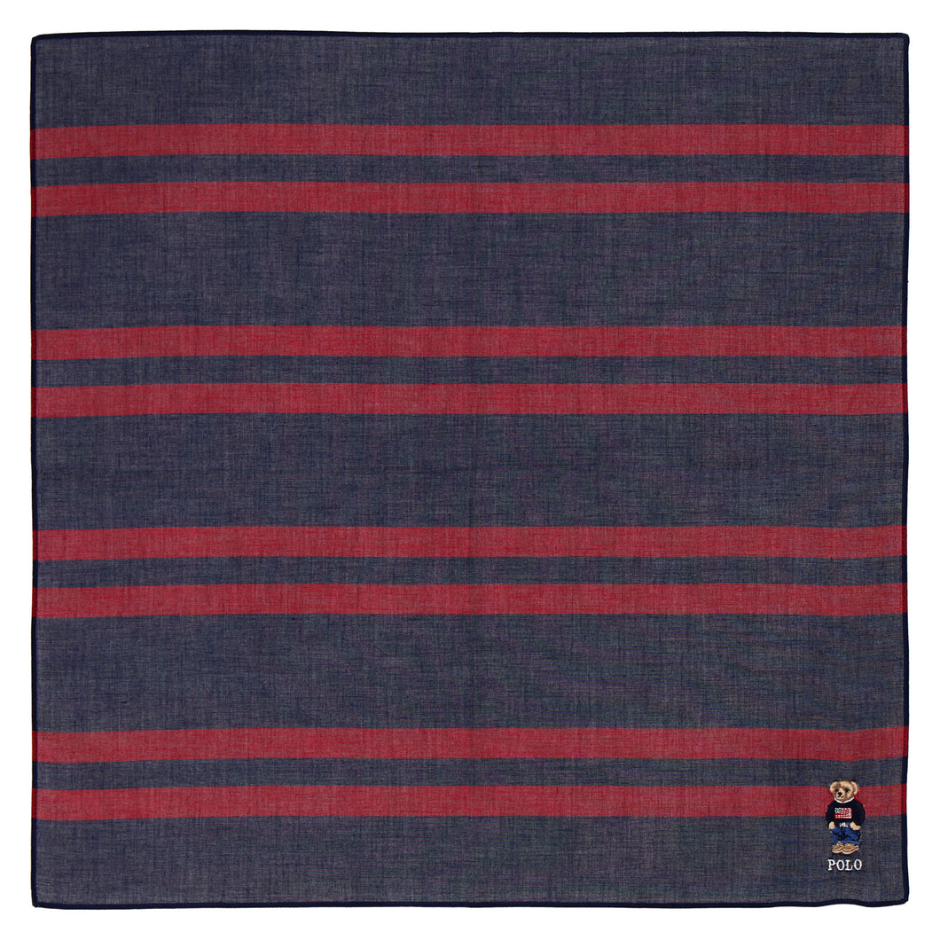 【NEW】紳士先染ハンカチ #122a ポロベア　ネイビーブルー