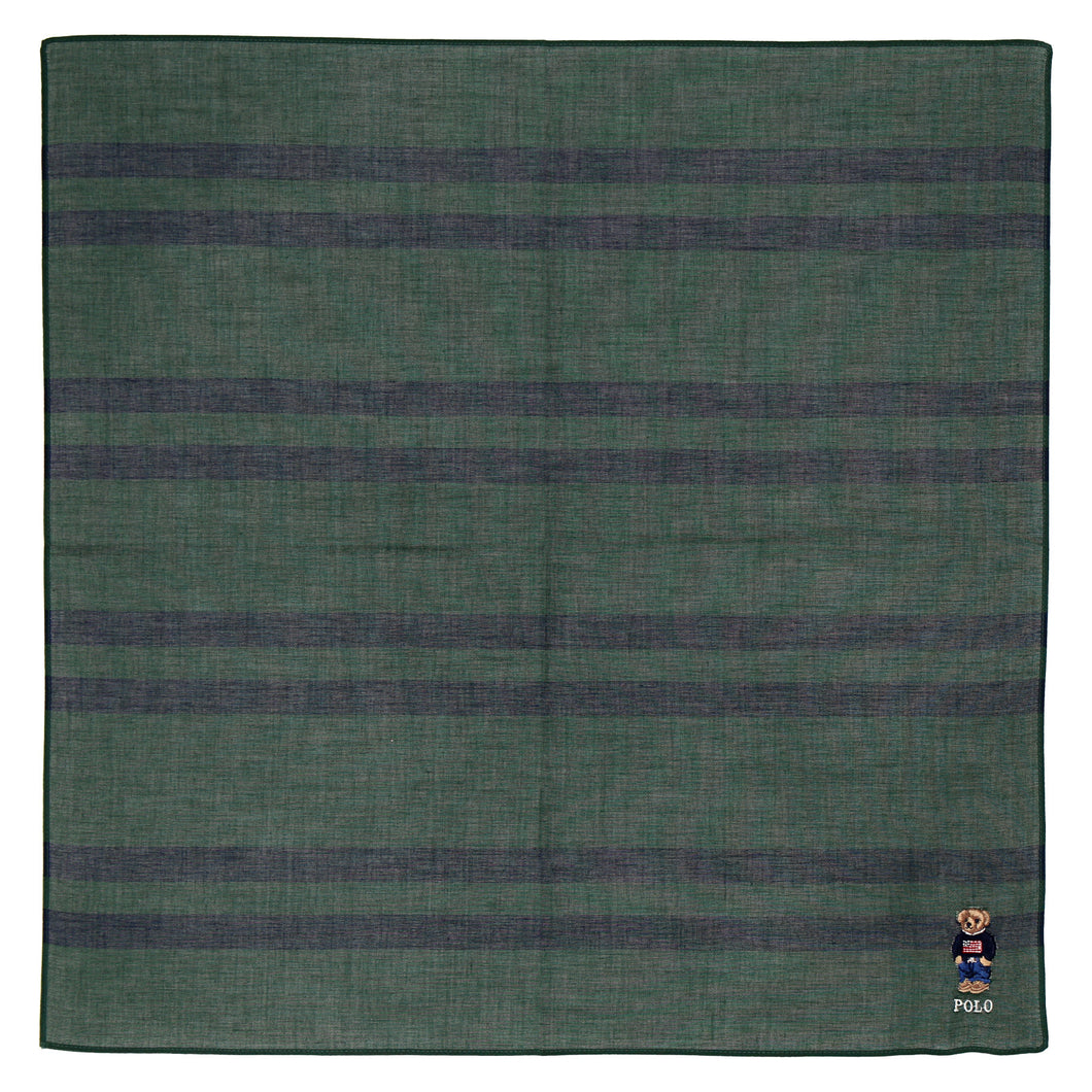 【NEW】紳士先染ハンカチ #122c ポロベア　ダークグリーン