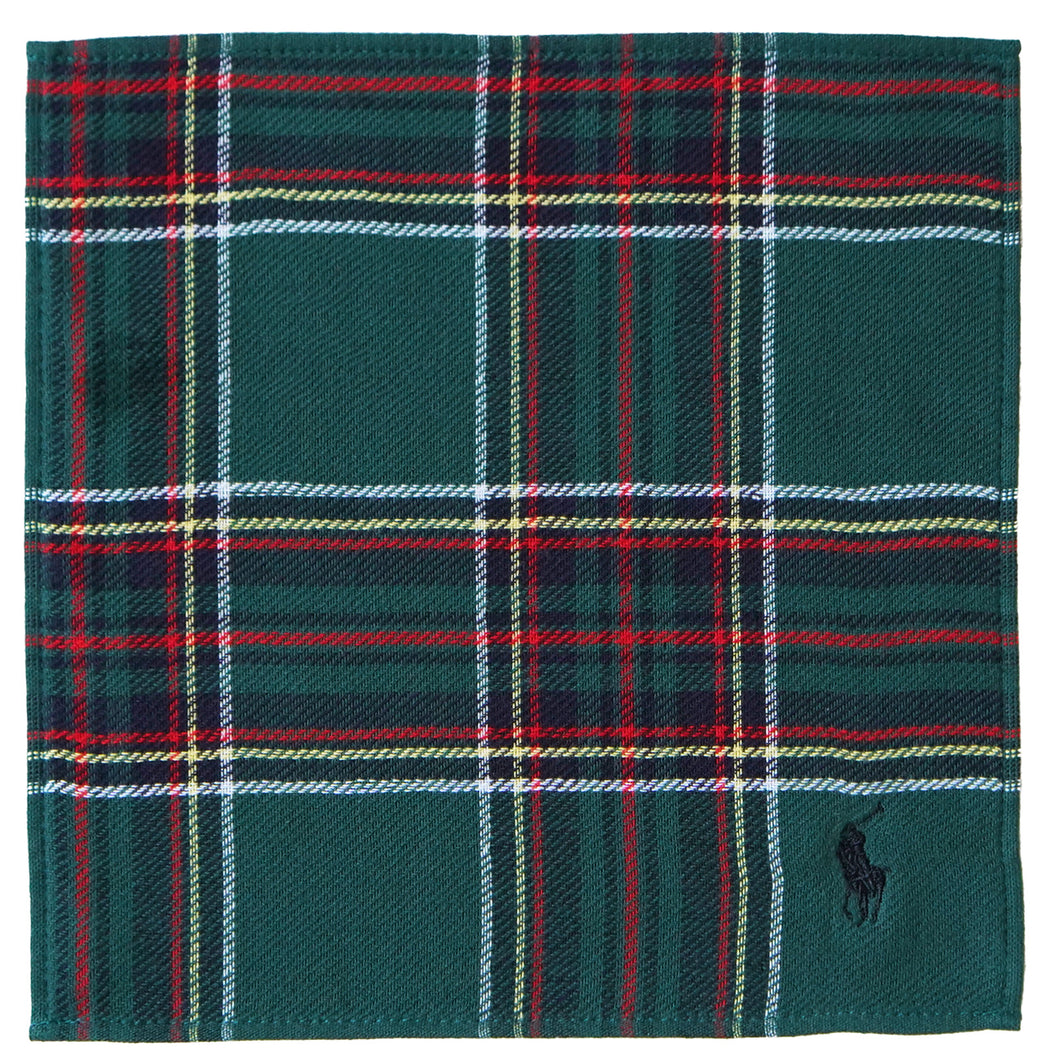 【NEW】紳士ミニタオル #127c ガーゼ＆パイル ポロポニー　ダークグリーン